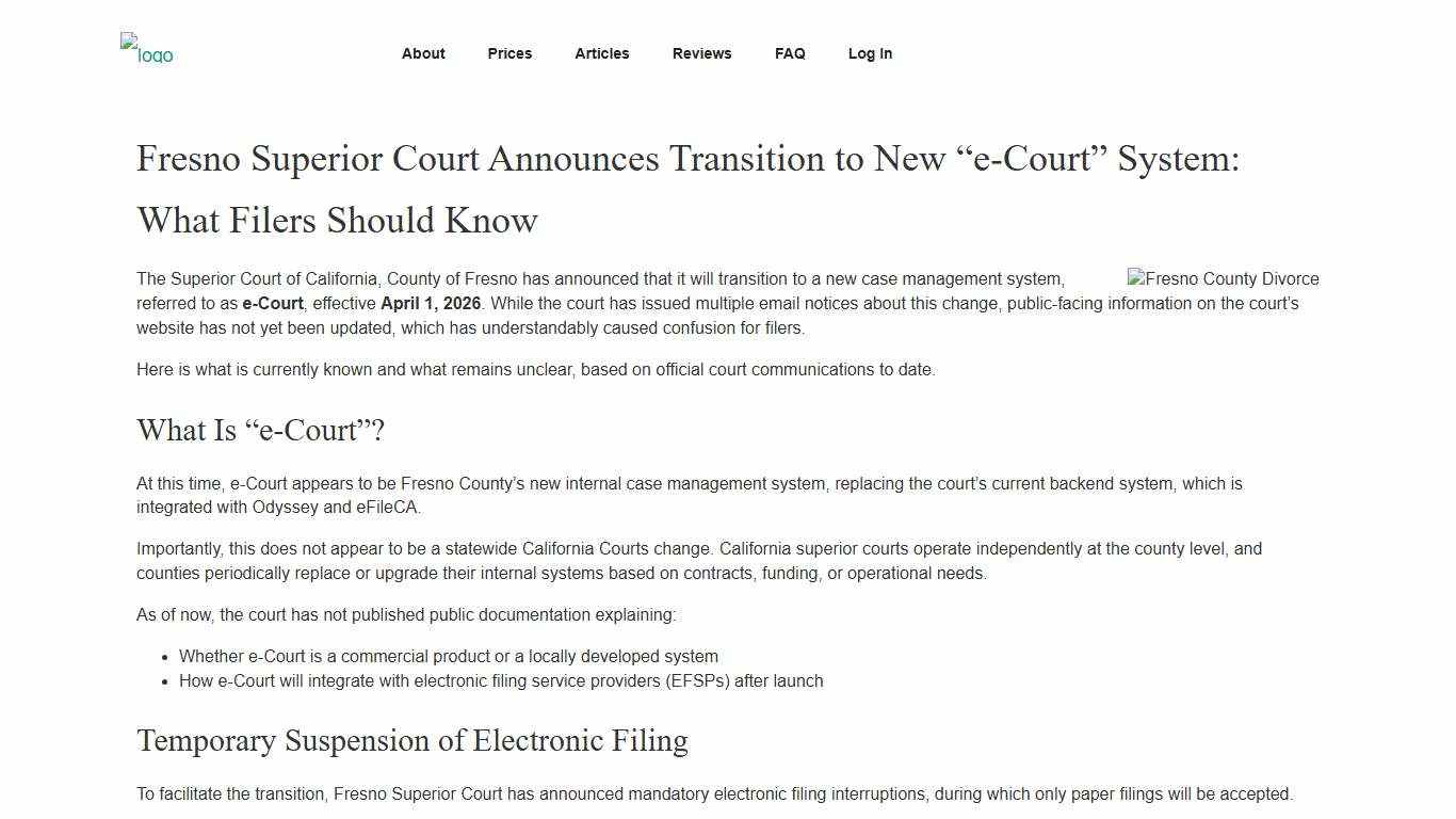 Fresno Superior Court e-Court Transition (April 1, 2026): What Filers Should Know