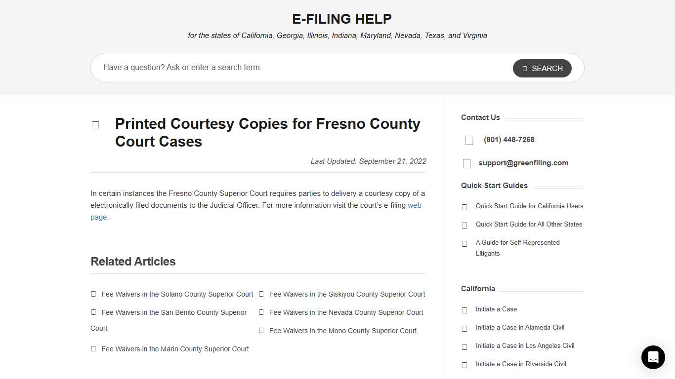 Printed Courtesy Copies for Fresno County Court Cases E-Filing Help