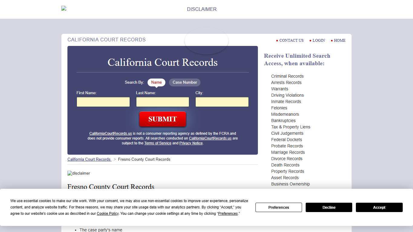Fresno County Court Records CaliforniaCourtRecords.us