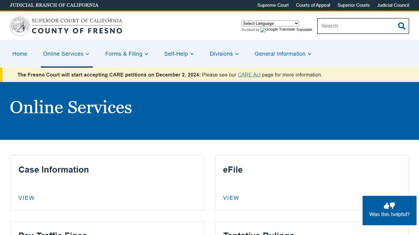 Online Services Superior Court of California County of Fresno